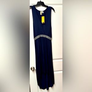 NWT high low navy maxi dress
